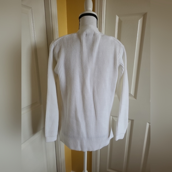 LIZ BAKER VINTAGE WHITE BUTTON DOWN SWEATER, SIZE M, PETITE - Picture 6 of 10